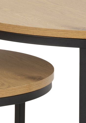 ACT NORDIC Spiro soffbordsset - melamin vild ek och svart metall (set om 2)