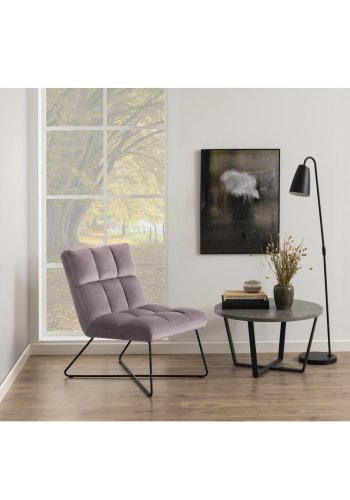 ACT NORDIC Alba Loungesessel - staubrosa Polyester und schwarzes Metall