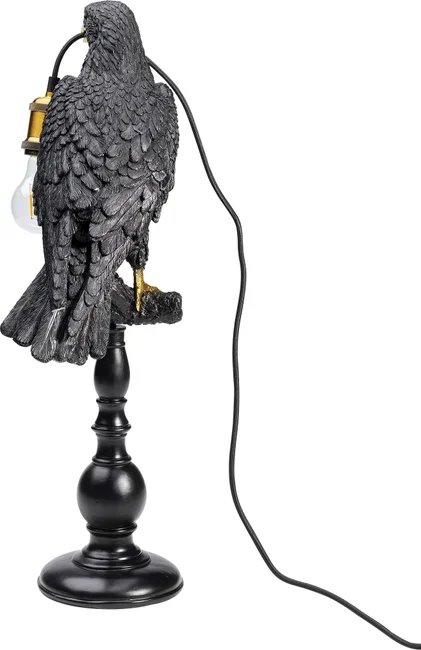 KARE DESIGN Animal Sitting Crow bordlampe - sort polyresin og guld aluminium (H:61cm)