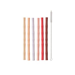 OYOY MINI Bamboo Silikonsugarrr - Paket med 6 - Krsbrsrd / Vanilj