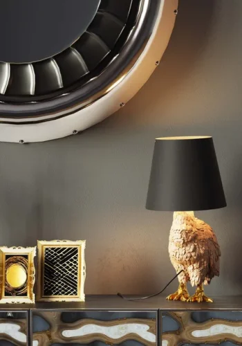 KARE DESIGN Animal Duck bordslampa - svart bomull och guld polyresin