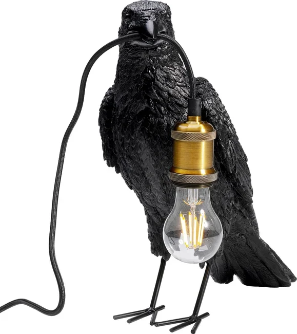 KARE DESIGN Animal Crow bordlampe - matt sort polyresin og kobber aluminium