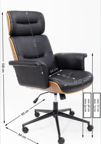 KARE DESIGN Check Out kontorstol - sort kunstlder/natur finér/sort stl, m. hjul og armln