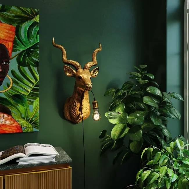 KARE DESIGN Animal Goat vglampe - guld polyresin og aluminium