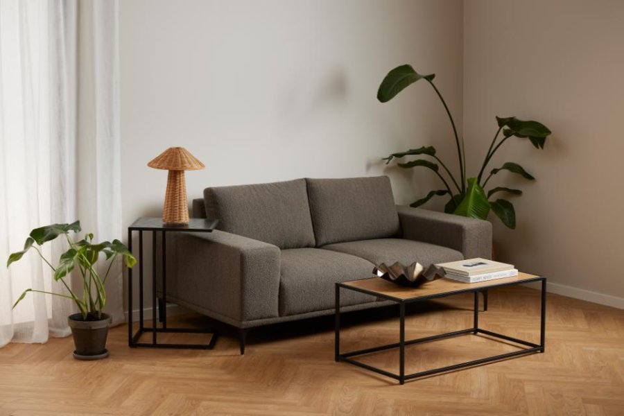 ACT NORDIC Seaford Couchtisch, rechteckig – natürliches Wildeichenpapier und schwarzer Stahl (100x50)