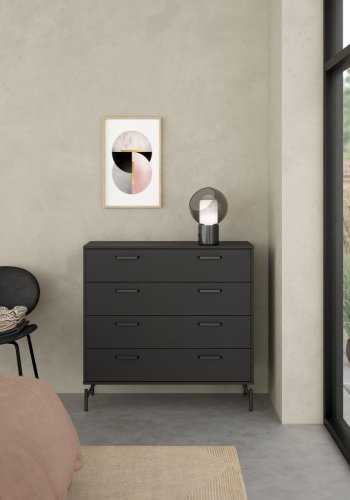 TVILUM Dana Chest 4 skuffer, Matt Black, 98,7 x 39,8 x 95,8 cm