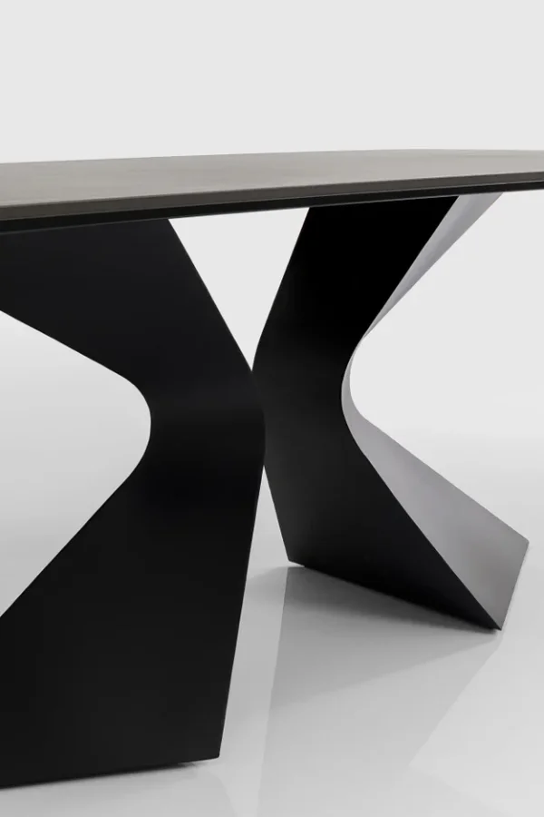 KARE DESIGN Gloria Black Ceramic spisebord, rektangulr - sort mineralmarmor og sort stl (200x100)