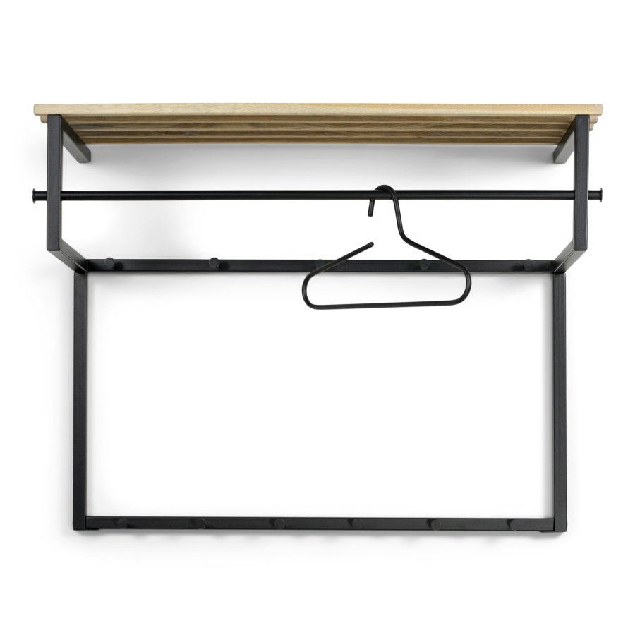 SPINDER DESIGN Rizzoli XL hattehylde, m. 10 knager og 1 bjlestang - natur eg og sort stl