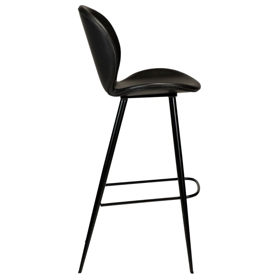 DAN-FORM Cloud Barstol, med Ryggstöd och Fotstöd - Vintage Svart Konstläder och Svart Stl