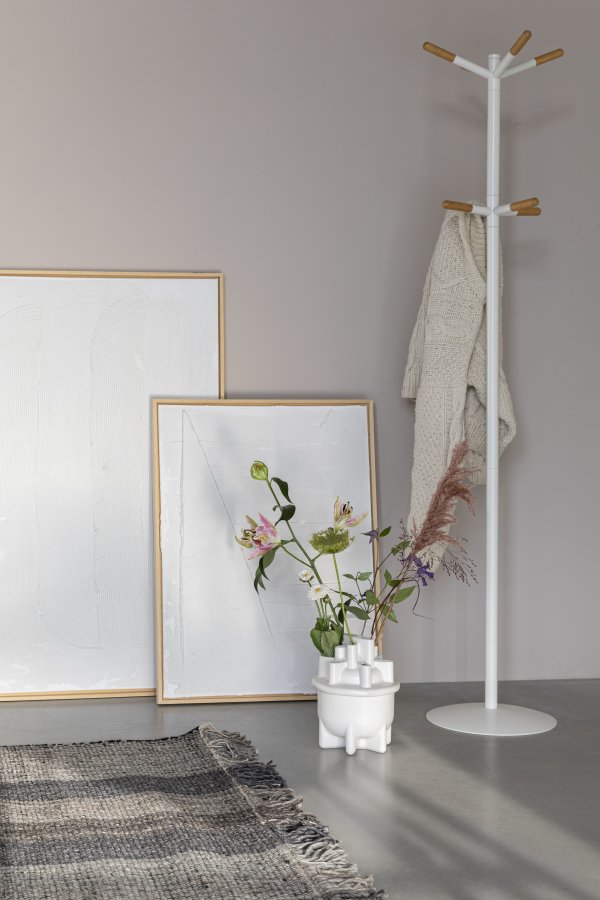 ZUIVER Wooden Tip dumbwaiter - hvitt metall og naturlig tre