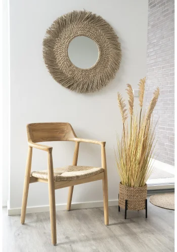 HOUSE NORDIC Antas plantetilfluktsrom, rund - naturlig vannhyasint og svart metall (26,5)