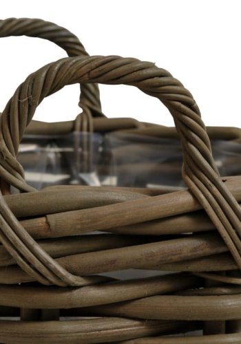 Arles Korb, m. Henkel, quadratisch - grauer Würfel (2er-Set)