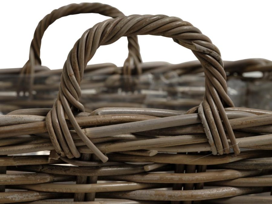 Arles Korb, m. Henkel, quadratisch - grauer Würfel (2er-Set)