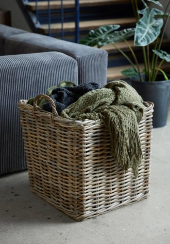 Arles Korb, m. Henkel, quadratisch - grauer Würfel (2er-Set)