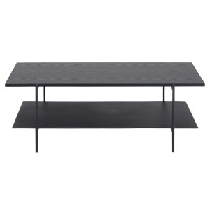 ACT NORDIC Angus soffbord, med hylla - svart melamin ask och svart metall (115x60)