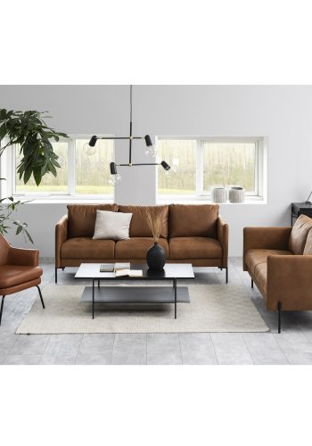 ACT NORDIC Angus sofabord, m. hylde - sort melamin ask og sort metal (115x60)