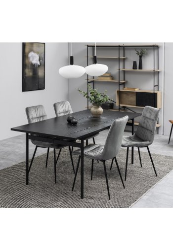 ACT NORDIC Angus spisebord - sort melamin ask  og sort metal (200x90)