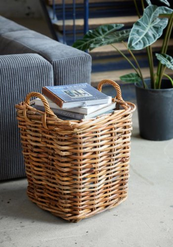 Calais Korb, klein, mit Henkel, quadratisch - Naturrattan (2er-Set)