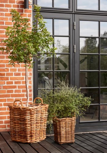 Calais Korb, klein, mit Henkel, quadratisch - Naturrattan (2er-Set)