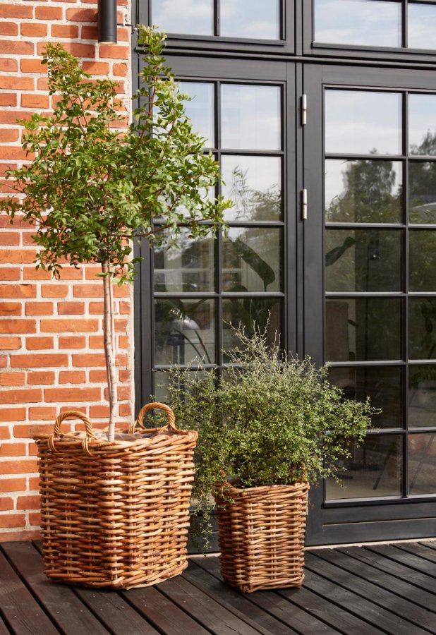 Calais Korb, klein, mit Henkel, quadratisch - Naturrattan (2er-Set)