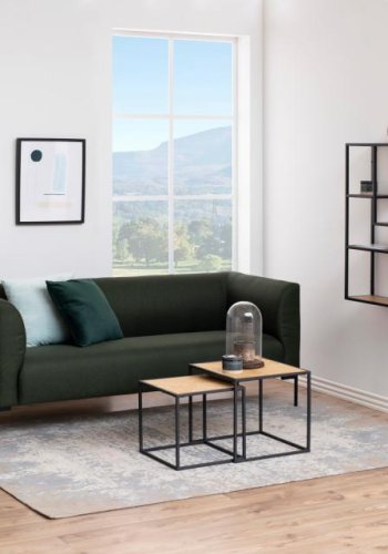 ACT NORDIC Seaford Wandregal – Papier, Wildeiche und schwarzes Metall (H: 91 cm x 75 cm x 20 cm)