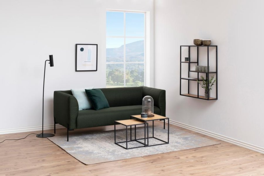 ACT NORDIC Seaford Wandregal – Papier, Wildeiche und schwarzes Metall (H: 91 cm x 75 cm x 20 cm)