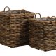 Calais kurv, stor, m. hndtak, firkantet - naturlig rotting (sett med 2)