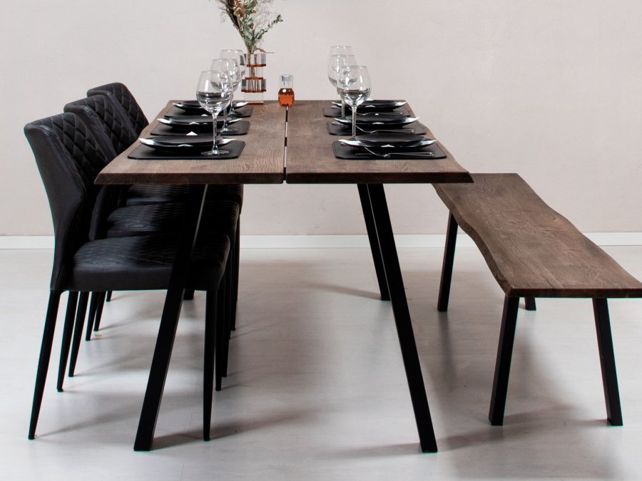 HOUSE OF SANDER Ydun spisebordsstol - sort kunstlder og sorte ben, stabelbar