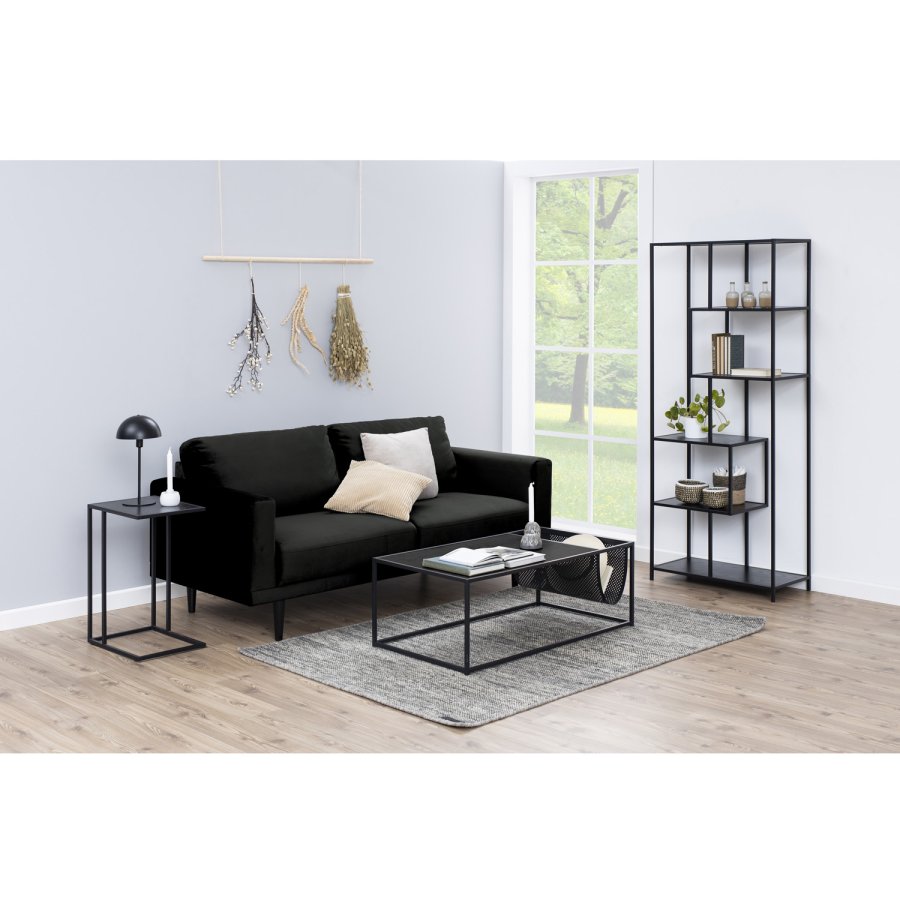 ACT NORDIC Seaford bogreol - sort melamin ask og sort metal(H:185cm xcm x 35cm)