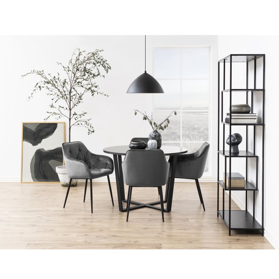 ACT NORDIC Seaford bogreol - sort melamin ask og sort metal(H:185cm xcm x 35cm)