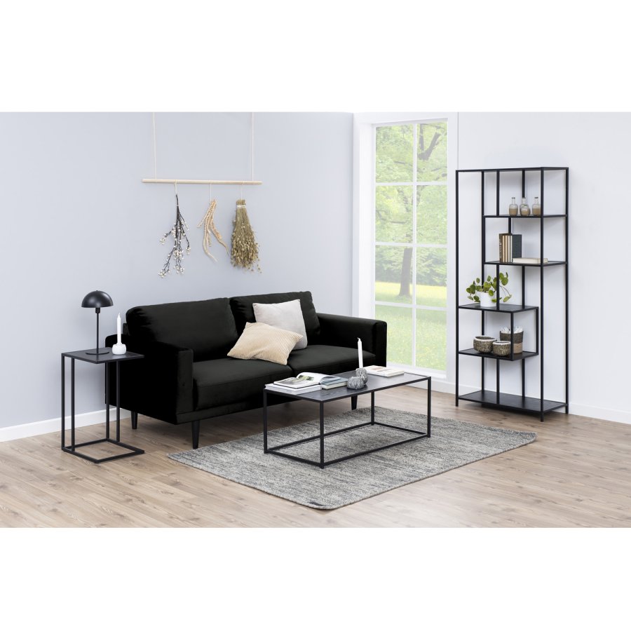 ACT NORDIC Seaford bogreol - sort melamin ask og sort metal(H:185cm xcm x 35cm)