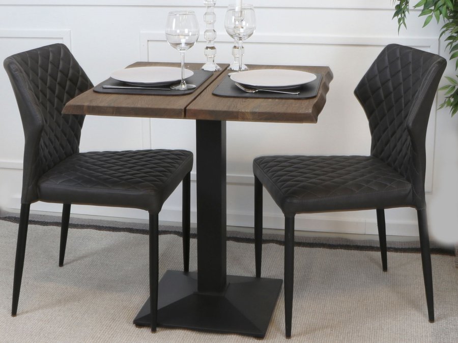 HOUSE OF SANDER Ydun spisebordsstol - sort kunstlder og sorte ben, stabelbar