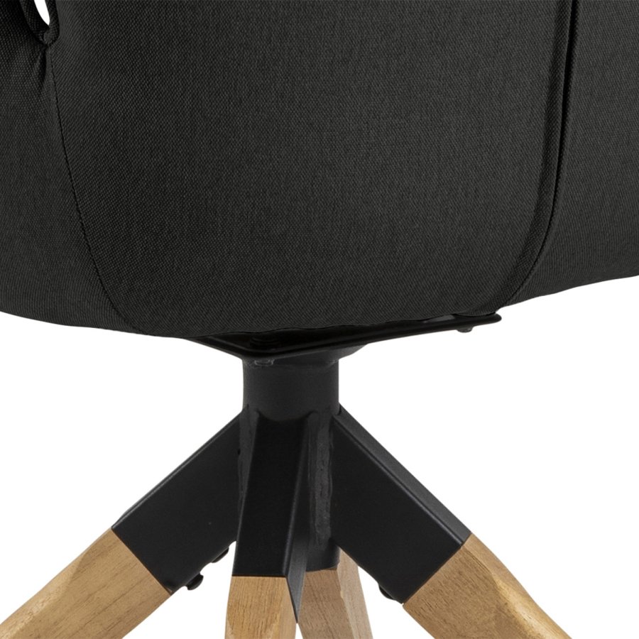 ACT NORDIC Aura spisebordsstol, m. armln og drejefunktion - mrkegr polyester og natur gummitr