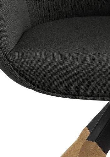 ACT NORDIC Aura spisebordsstol, m. armln og drejefunktion - mrkegr polyester og natur gummitr