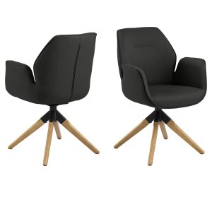 ACT NORDIC Aura spisebordsstol, m. armln og drejefunktion - mrkegr polyester og natur gummitr