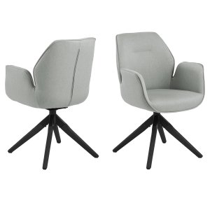 ACT NORDIC Aura spisebordsstol, m. armln og drejefunktion - lysegr polyester og sort gummitr