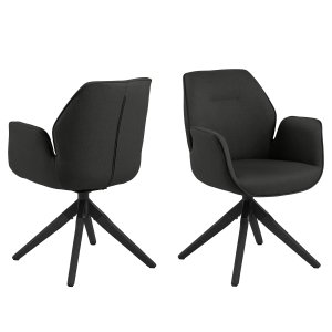 ACT NORDIC Aura spisebordsstol, m. armln og drejefunktion - mrkegr polyester og sort gummitr