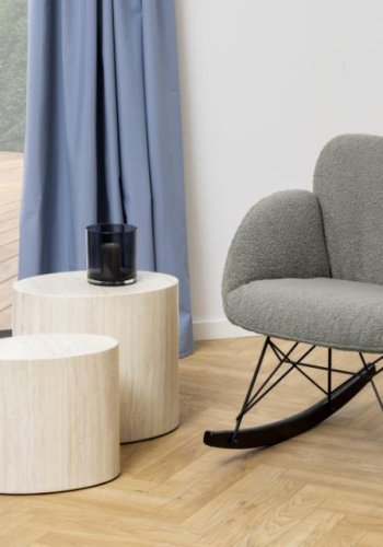 ACT NORDIC Mice Couchtisch, oval – beiges Travertinpapier (2er-Set)