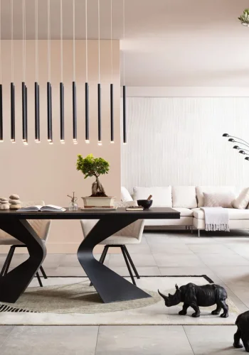 KARE DESIGN Gloria Black Ceramic spisebord, rektangulr - sort mineralmarmor og sort stl (200x100)