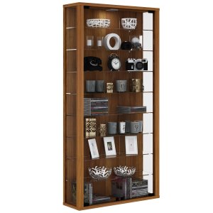 Vitrosa Maxi veggskap uten LED, m. 2 drer og 8 hyller - glass og naturlig tre