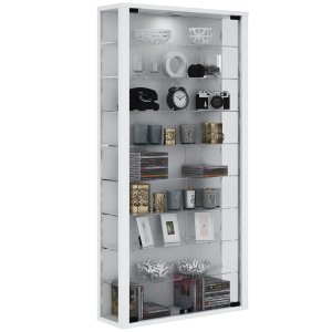 Vitrosa Maxi veggskap uten LED, m. 2 drer og 8 hyller - glass og hvitt tre