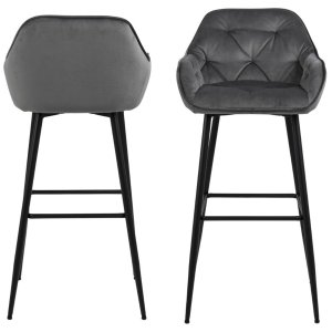 ACT NORDIC Brooke Barstol, med Armstöd, Ryggstöd och Fotstöd - Mörkgr Polyester och Svart Metall