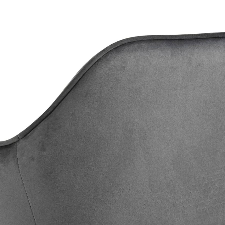 ACT NORDIC Brooke Barhocker mit Armlehnen, Rückenlehne und Fußstütze – dunkelgraues Polyester und schwarzes Metall