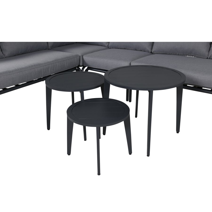 VENTURE DESIGN Roxo hjrnesofasett - gr puter, svart polyestertau og aluminium