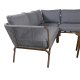 VENTURE DESIGN Roxo hagesofasett, med hjrnesofa, 3 hagebord, puter - grtt tau, brunt aluminium og brunt tre