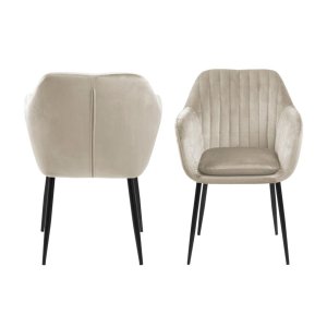 ACT NORDIC Emilia ftölj, med armstöd - sand polyester och svart metall