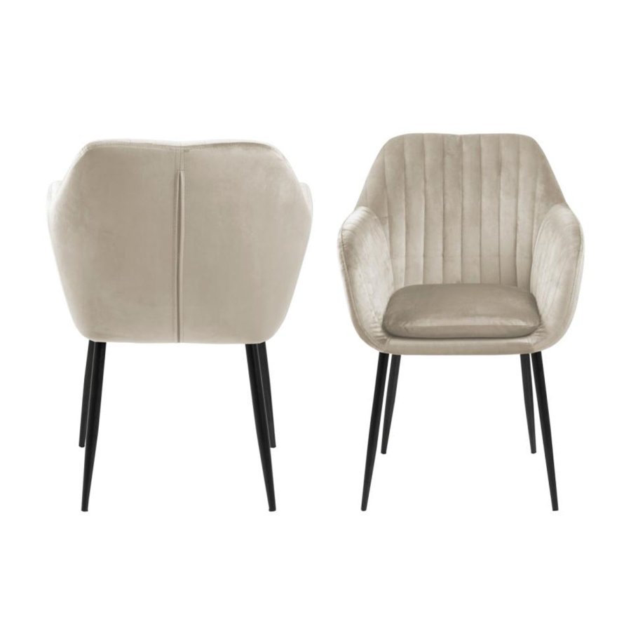 ACT NORDIC Emilia Sessel, mit Armlehnen – Sandpolyester und schwarzes Metall