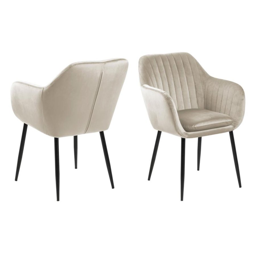 ACT NORDIC Emilia Sessel, mit Armlehnen – Sandpolyester und schwarzes Metall