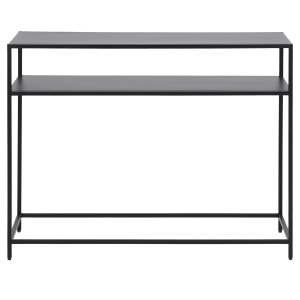 ACT NORDIC Newcastle konsolbord metal pulverlakeret ru mat sort, hylde 1 stk ben bund L:100 B:35 H:79 cm