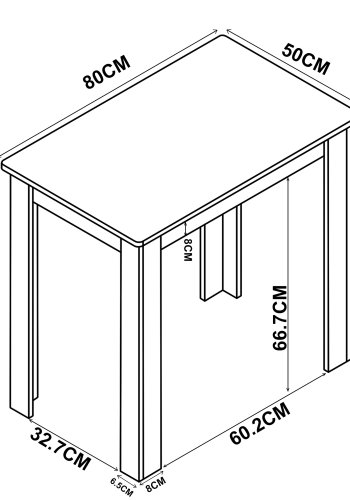 VCM NORDIC Esal 80 Esstisch, rechteckig - Holz weiß (80x50)